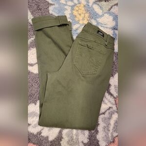 Earl army green straight leg, rolled cuff, women's jeans size 6